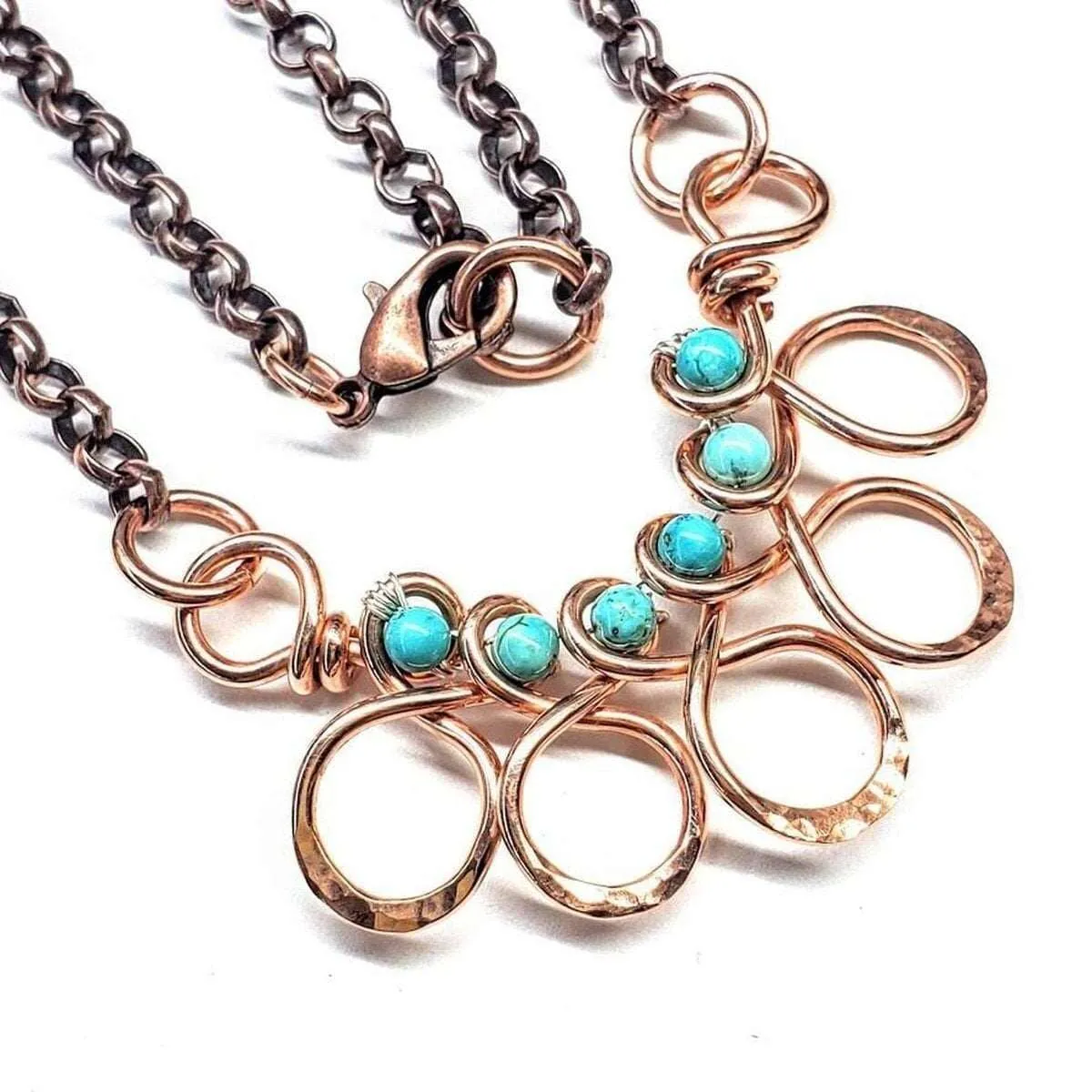 As Seen on Ashley Liao Copper Turquoise Wire Wrapped Necklace