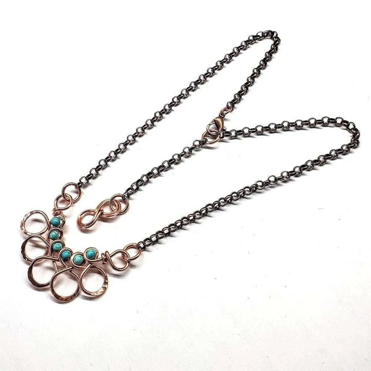 As Seen on Ashley Liao Copper Turquoise Wire Wrapped Necklace