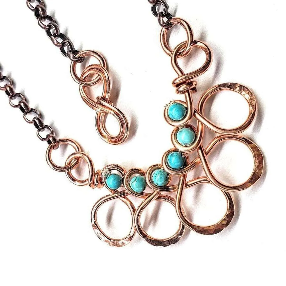 As Seen on Ashley Liao Copper Turquoise Wire Wrapped Necklace