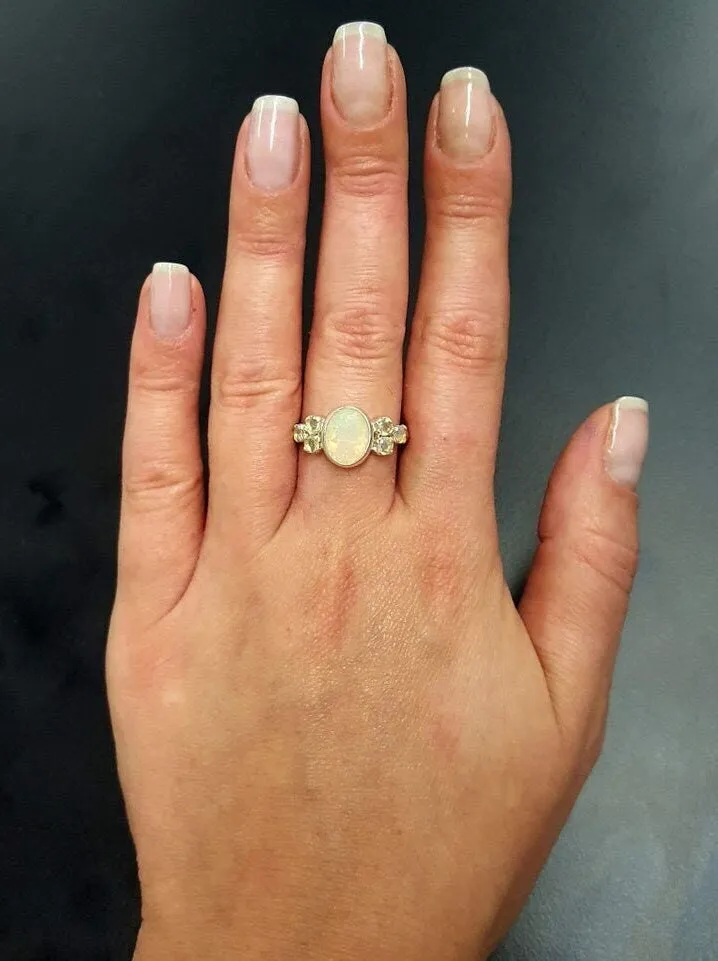 Australian Opal Ring - Classy Opal Ring - Vintage Bezel Ring