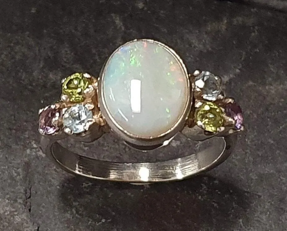 Australian Opal Ring - Classy Opal Ring - Vintage Bezel Ring