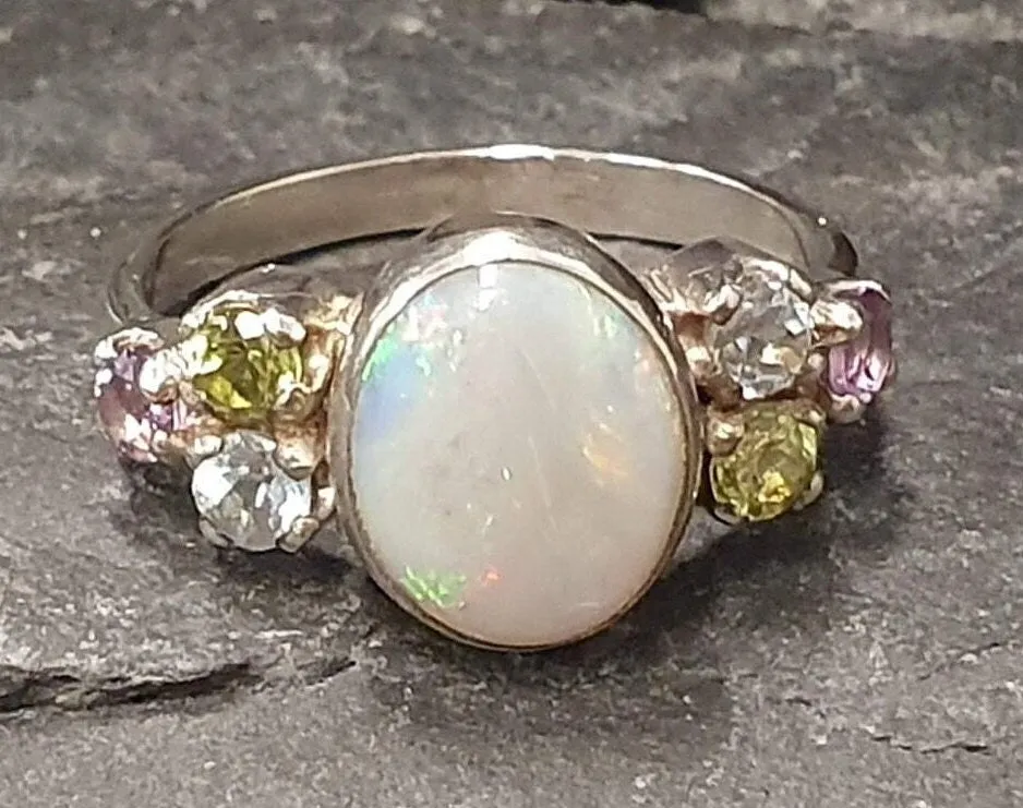 Australian Opal Ring - Classy Opal Ring - Vintage Bezel Ring