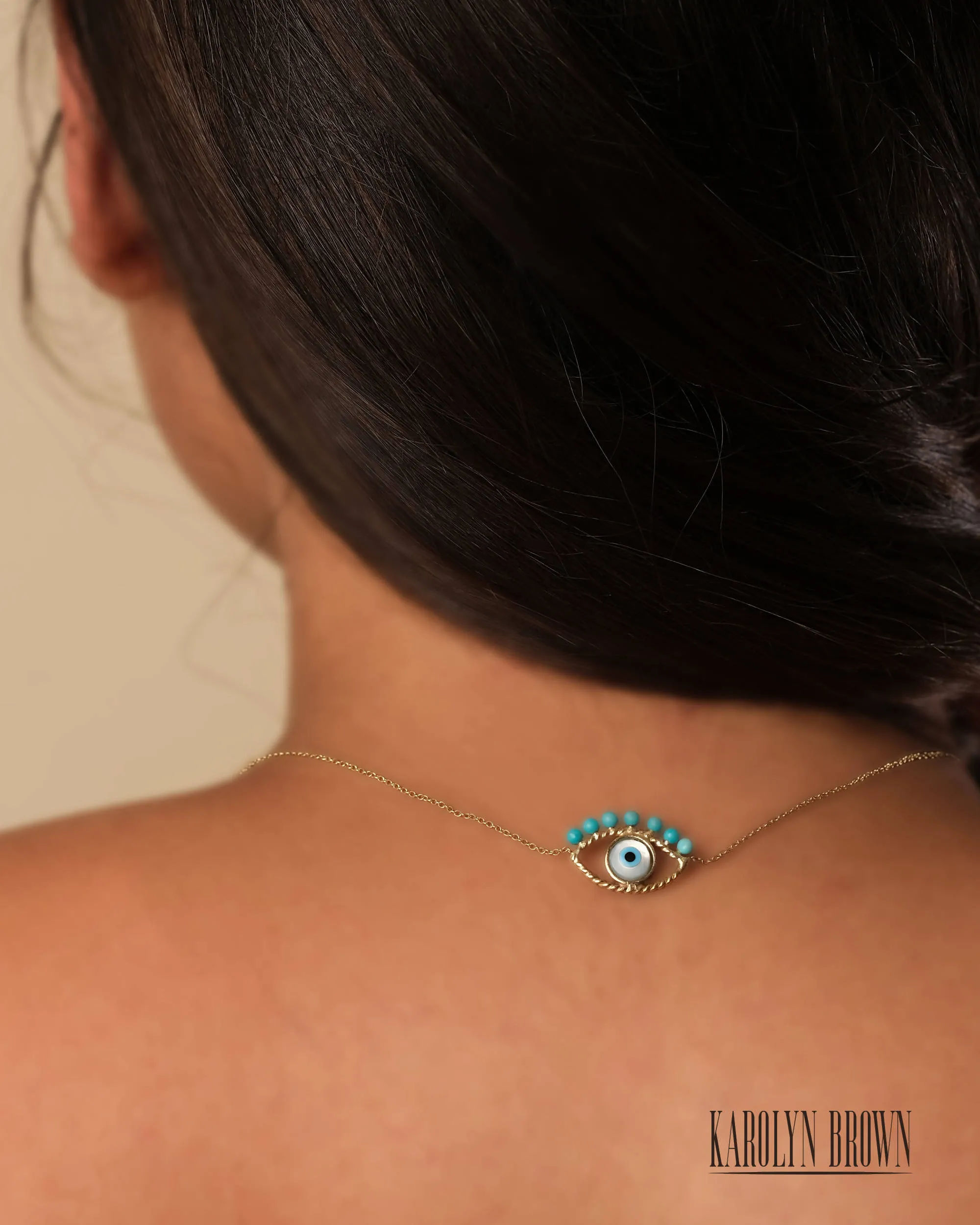 Aysha Gold Evil Eye - Karolyn Brown Jewelry