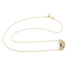 Baguette Aquamarine Kyanite Sapphire Tanzanite Pave Diamond 18K Gold Princess Necklace