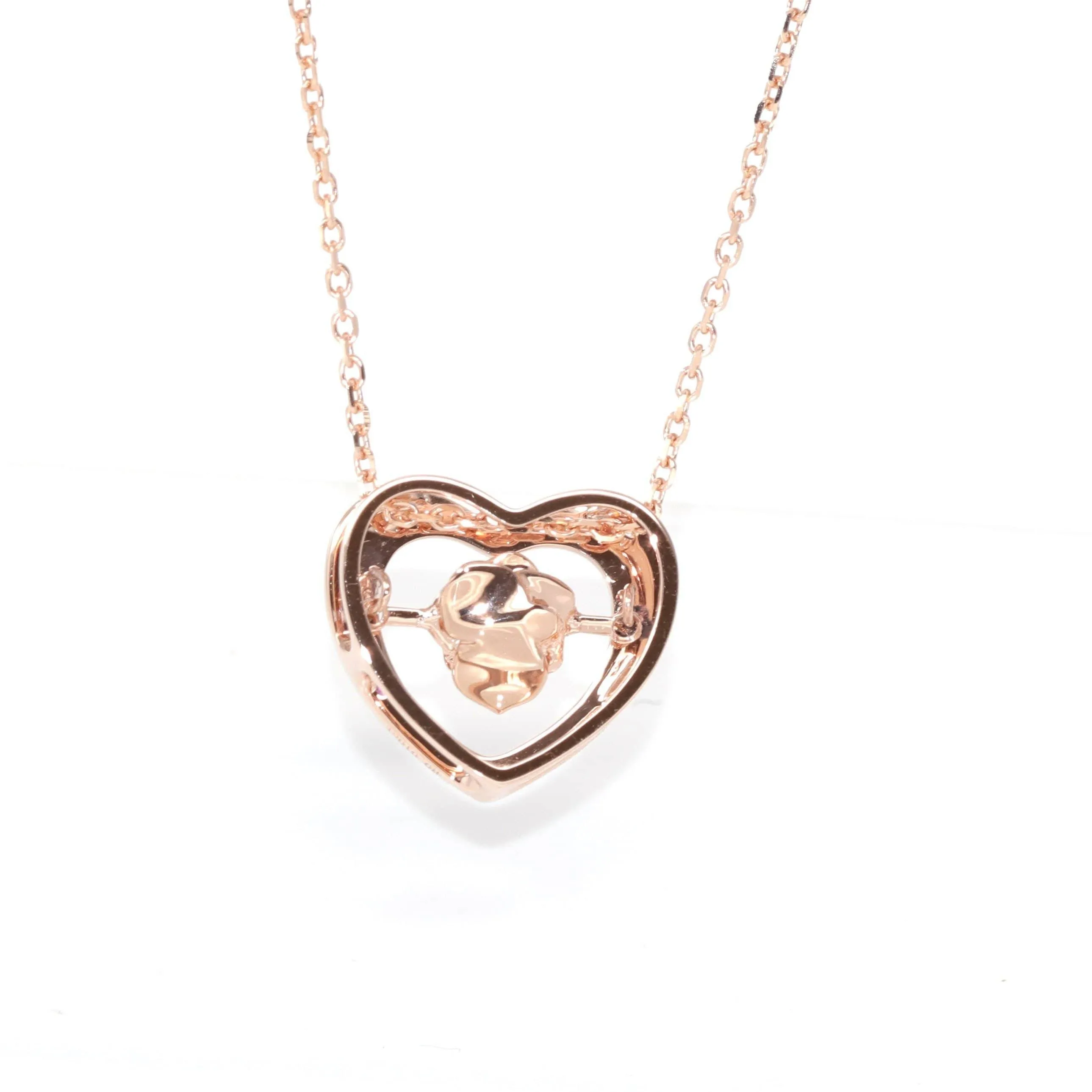 Baikalla™ Love Collection 18K Rose Gold Genuine Red Ruby & Diamond Necklace