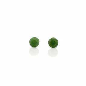Baikalla™ "Rose Flowers" 14k Solid Gold Real Green Jade Rose Flower Earrings