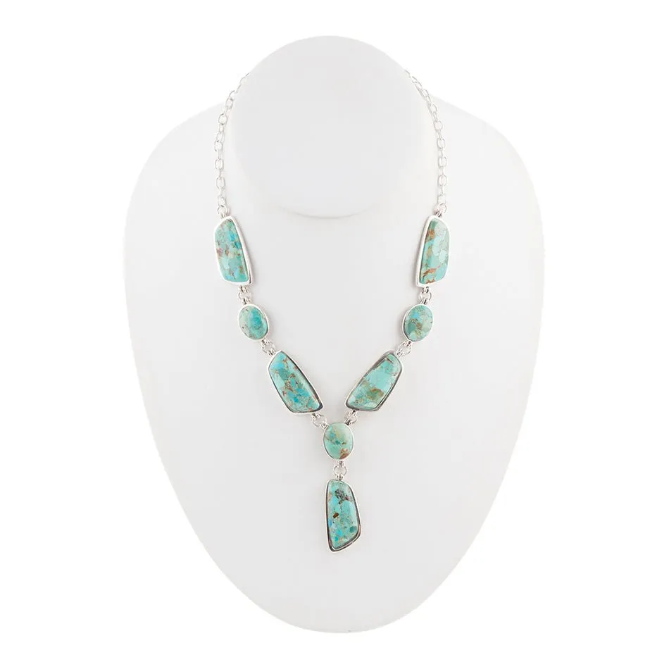 Barse Genuine Turquoise Abstract Statement Necklace