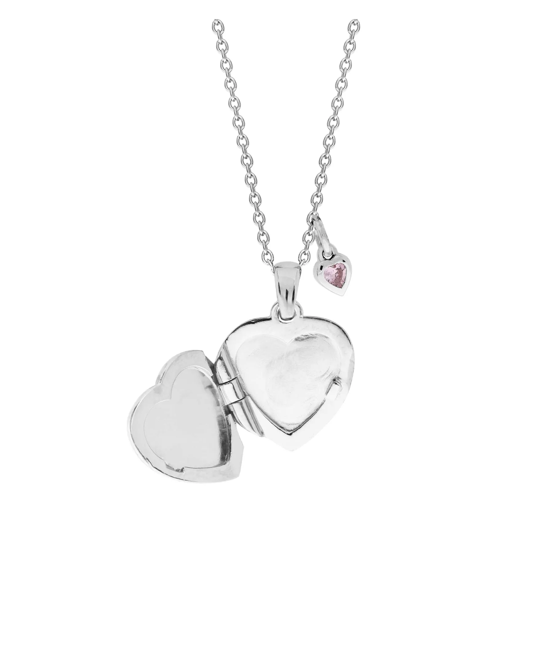 Beatrix Potter Sterling Silver Peter Rabbit Cubic Zirconia Heart Locket Necklace