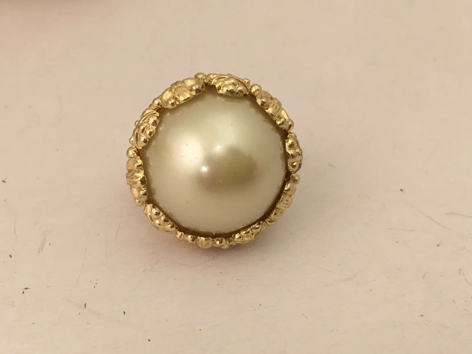 Big Pearl Bead Cocktail Ring - Classic Elegance with a Contemporary Twist