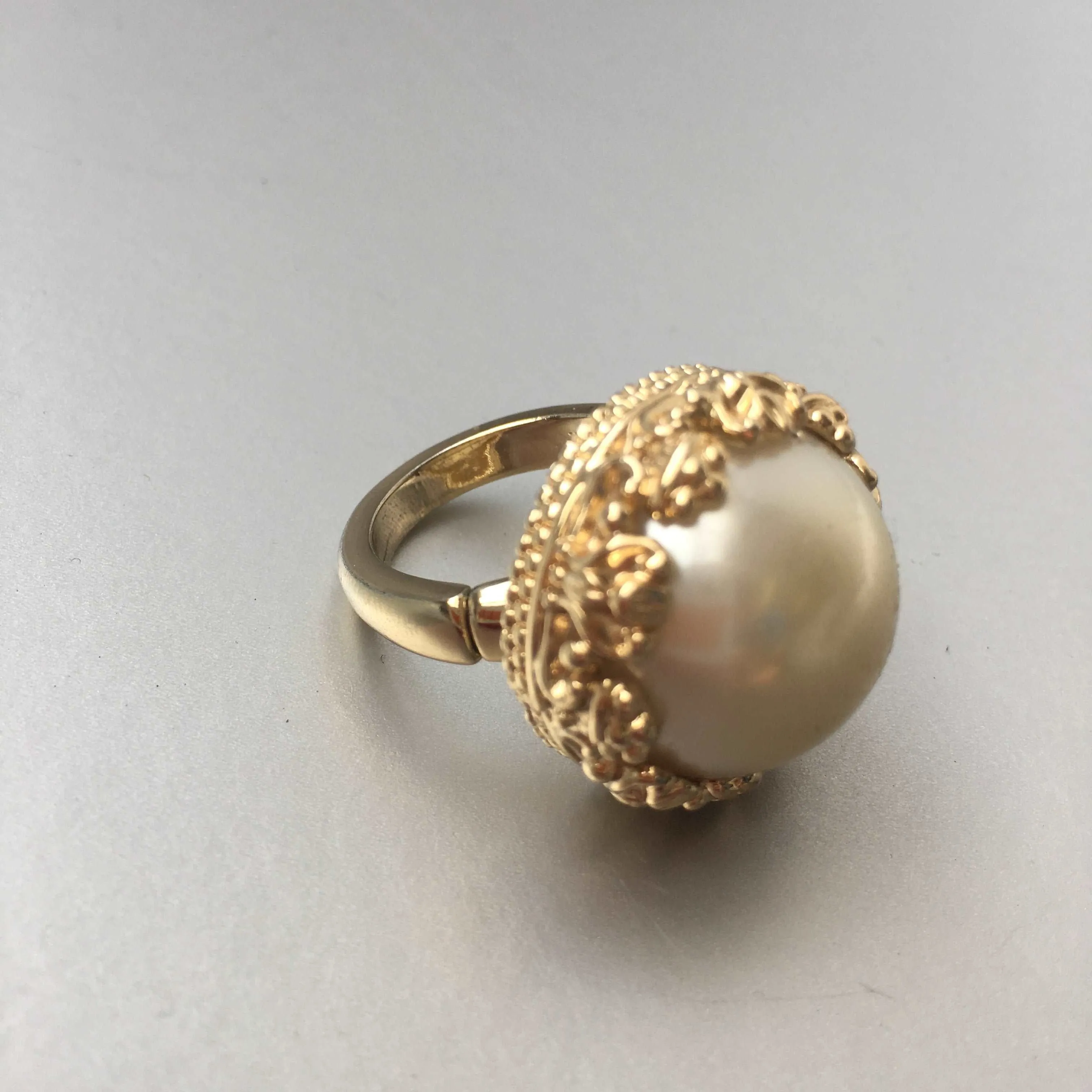 Big Pearl Bead Cocktail Ring - Classic Elegance with a Contemporary Twist