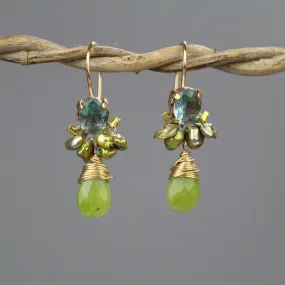 Blue CZ Jade Angel Earrings