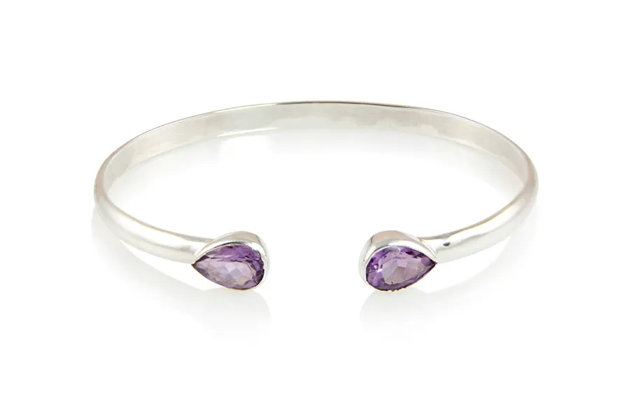 Bracelet - Bangle Sterling Silver & Amethyst