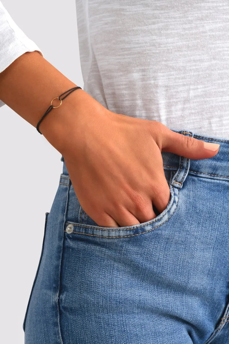 Bracelet Cordon Cercle Noir