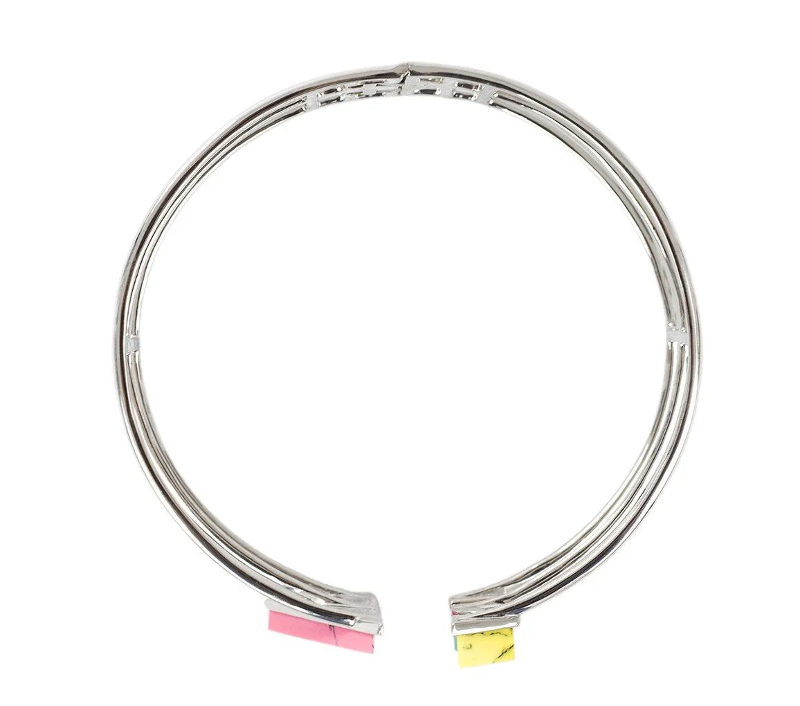 BT 5 COLLAR NECKLACE WITH TURQUOISE, YELLOW AND PINK
