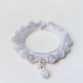 Buddha Stones 925 Sterling Silver Natural Amethyst Cat's Eye Spiritual Awareness Star Bracelet