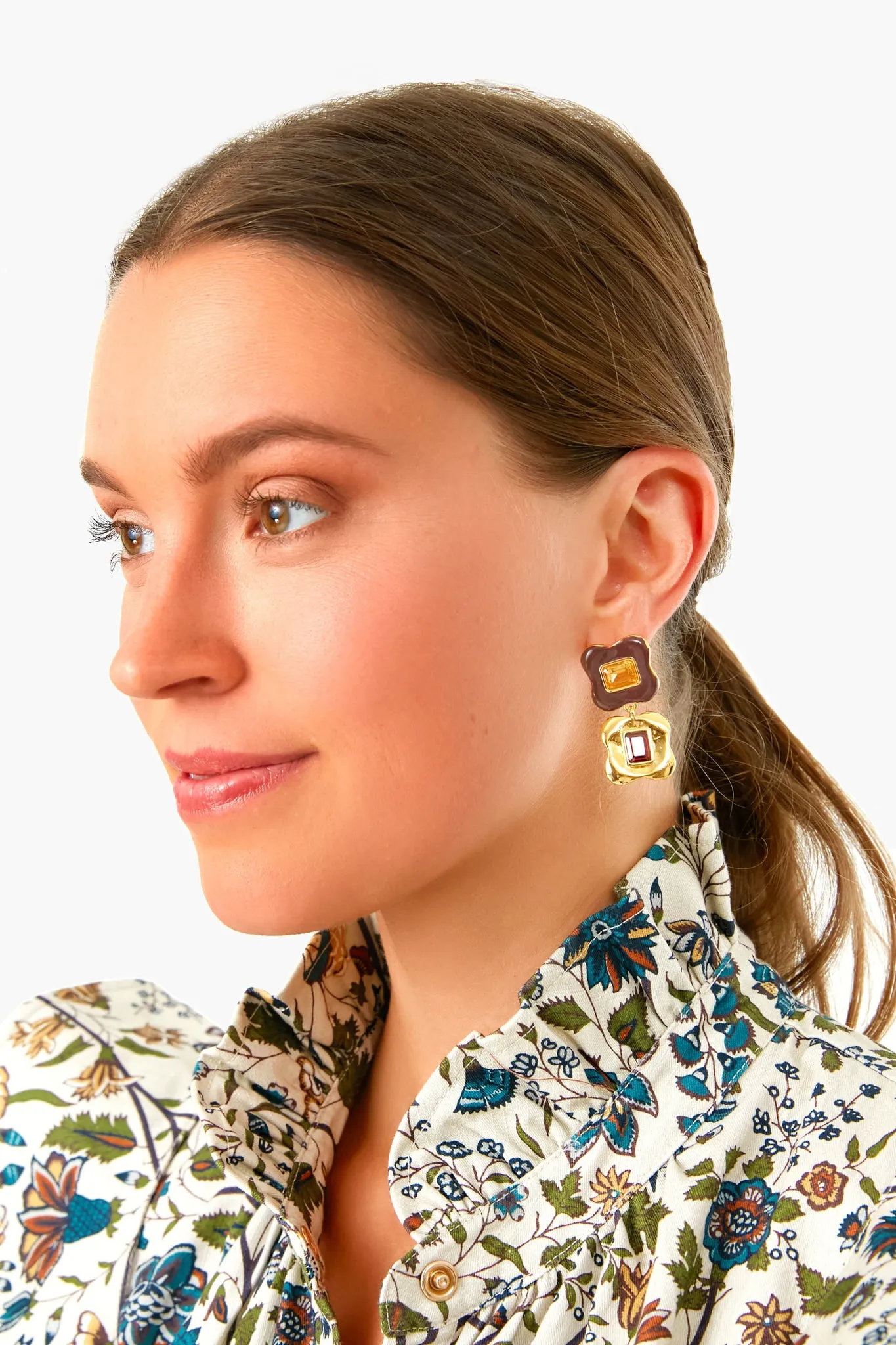 Burgundy Clover Earrings