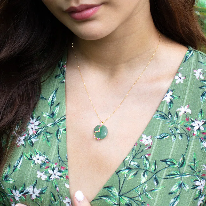 Celestial Jade 18K Gold Necklace with Rubies