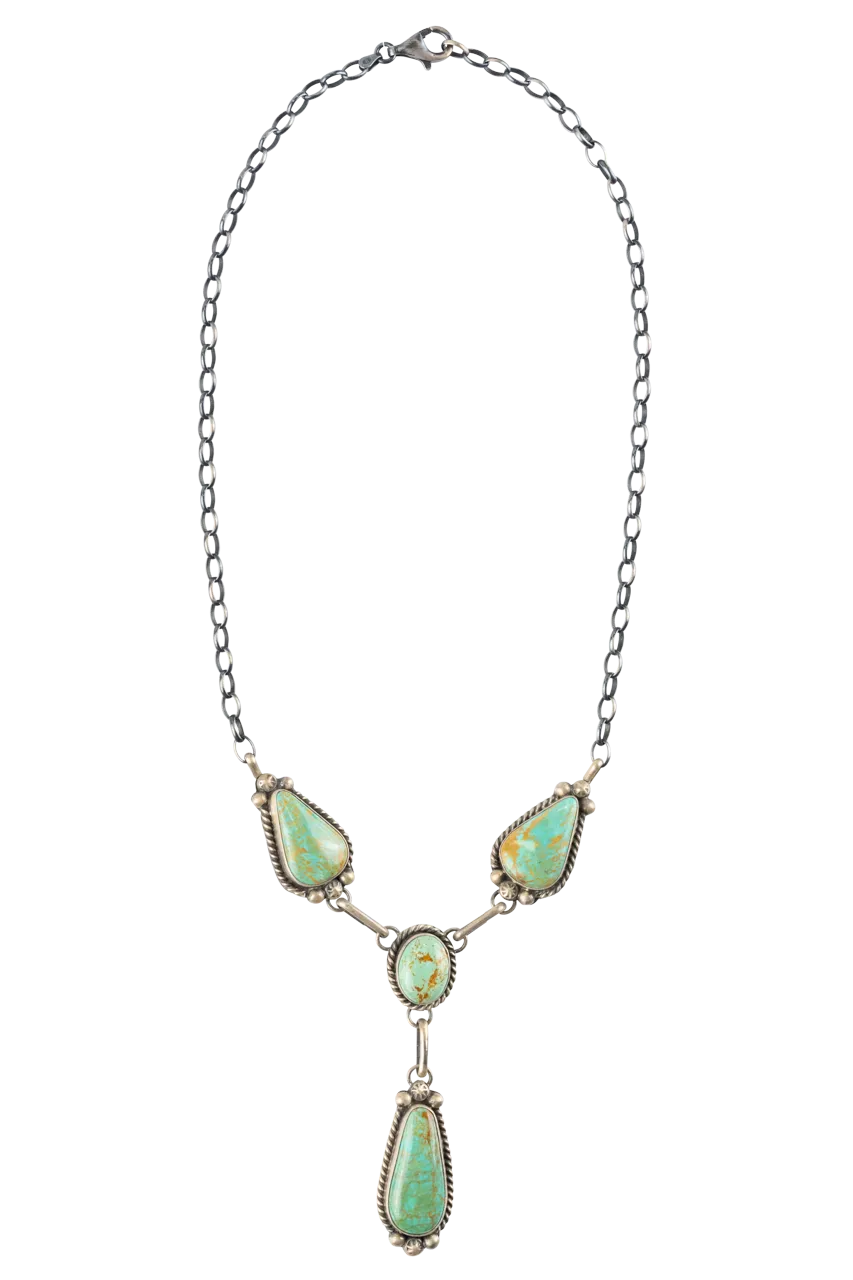 Cerrillos Turquoise & Silver Drop Necklace