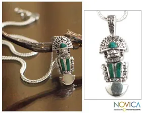 Chrysocolla Pendant Necklace - Inca Deity | NOVICA