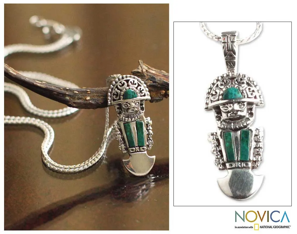 Chrysocolla Pendant Necklace - Inca Deity | NOVICA