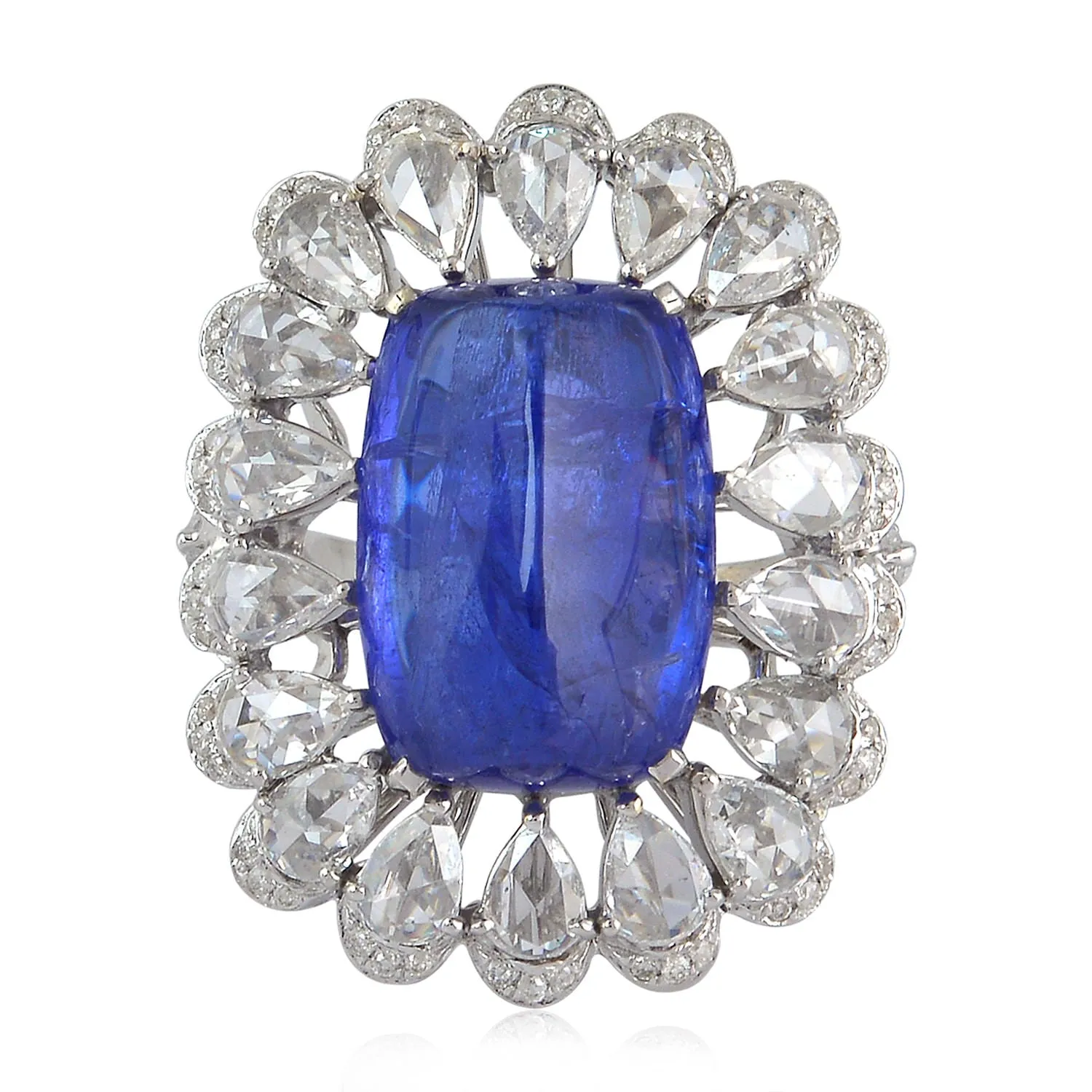 Cocktail Ring Gold 18Kt Diamond Tanzanite December Birthstone Jewelry