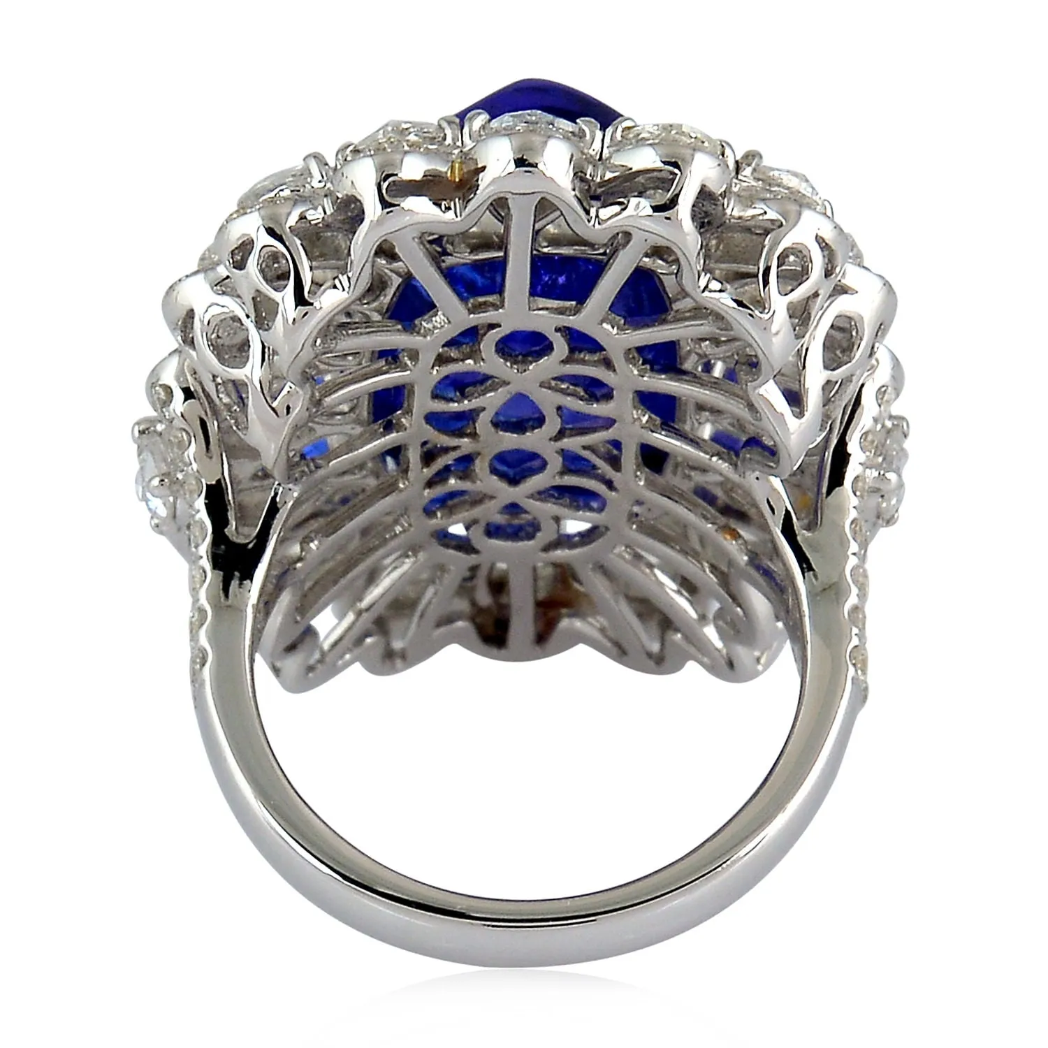 Cocktail Ring Gold 18Kt Diamond Tanzanite December Birthstone Jewelry