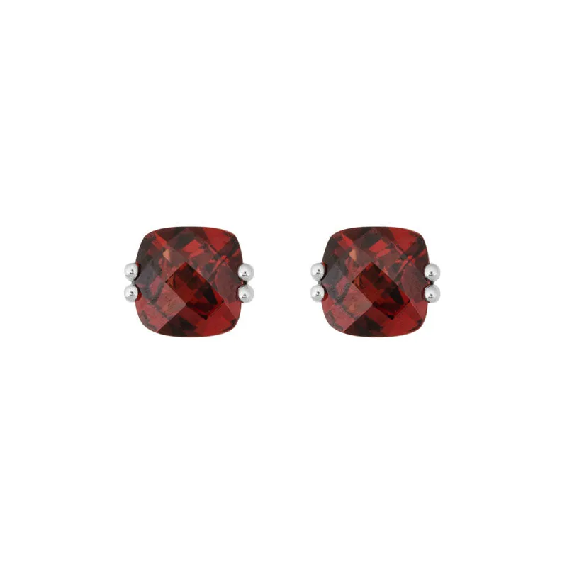 Colored Gemstone Cushion Studs