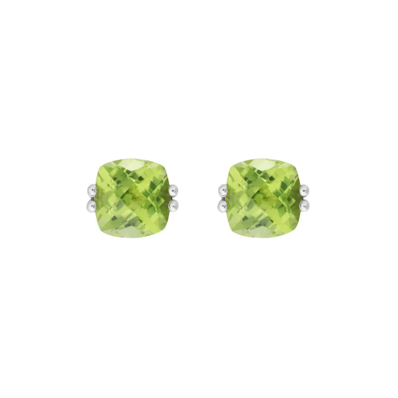 Colored Gemstone Cushion Studs