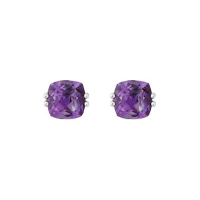 Colored Gemstone Cushion Studs