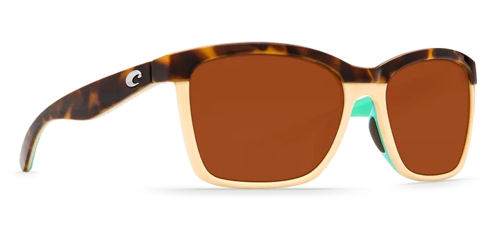 Costa Del Mar Womens Anaa Shiny Retro Tort/Cream/Mint Frame - Copper 580 Plastic Lens - Polarized Sunglasses