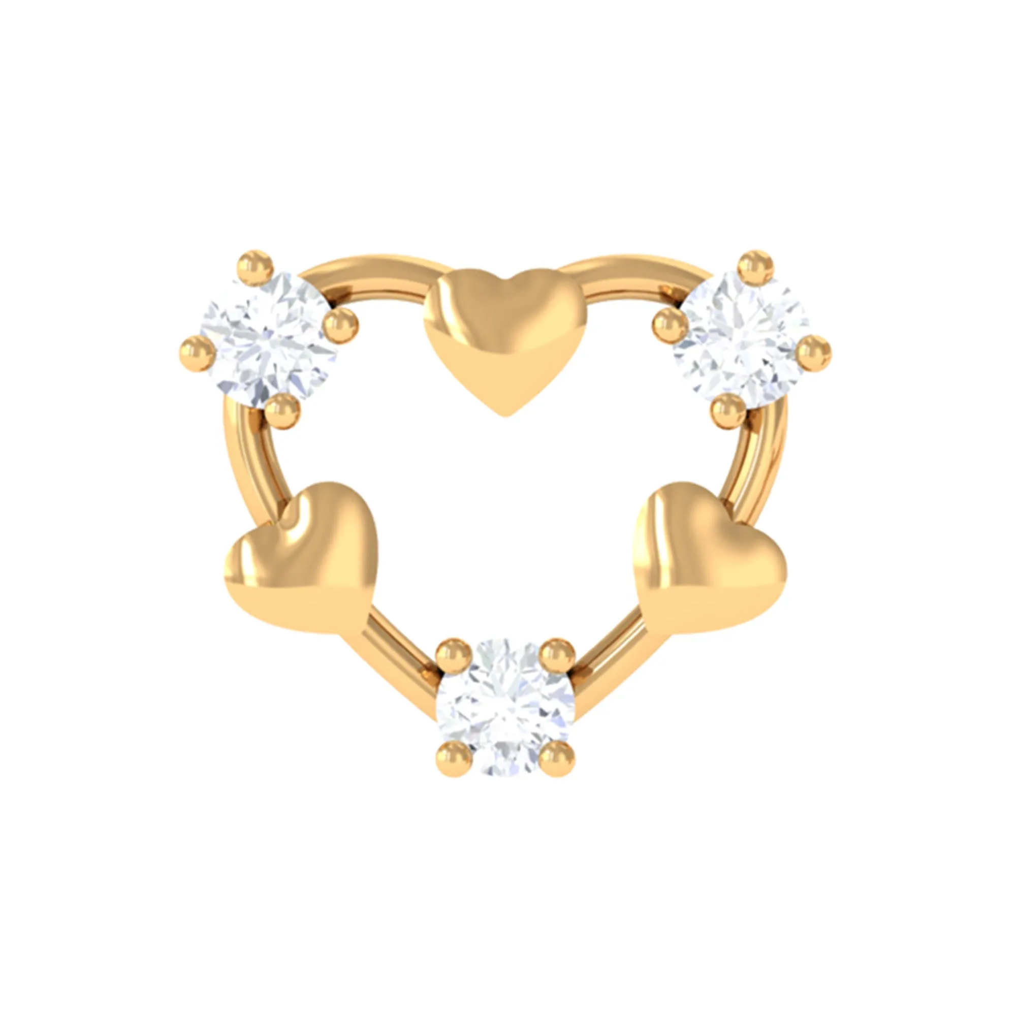 Cute Diamond Heart Cartilage Earring in Gold
