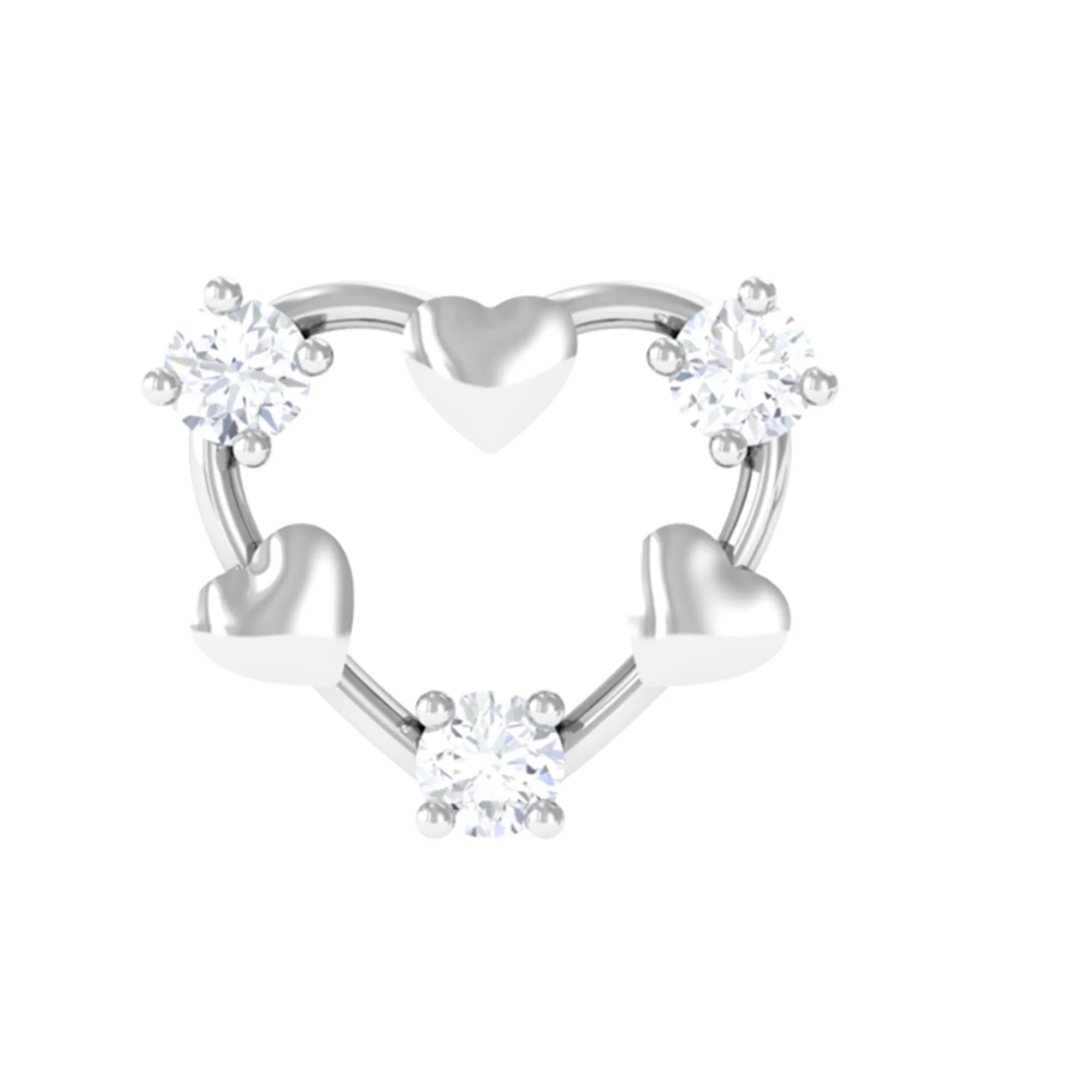 Cute Diamond Heart Cartilage Earring in Gold