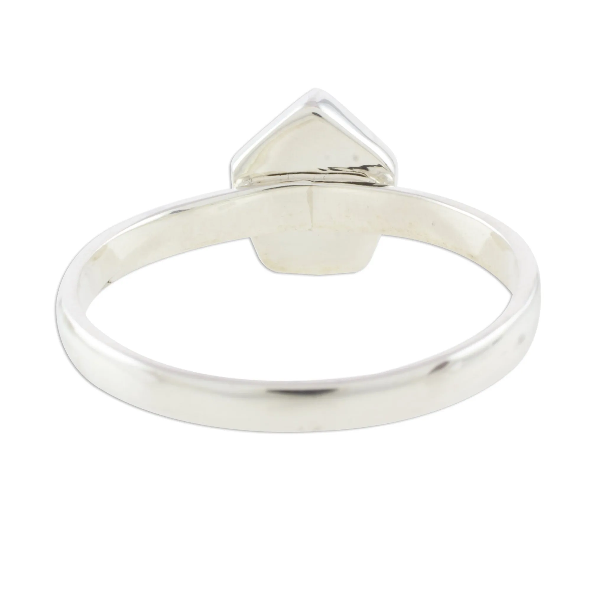Dark Green Jade Pentagon and Sterling Silver Cocktail Ring - Striking in Dark Green | NOVICA