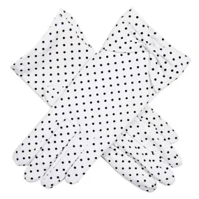 Dents Eugenie Spotted Cuff Bow Cotton Gloves - White/Navy