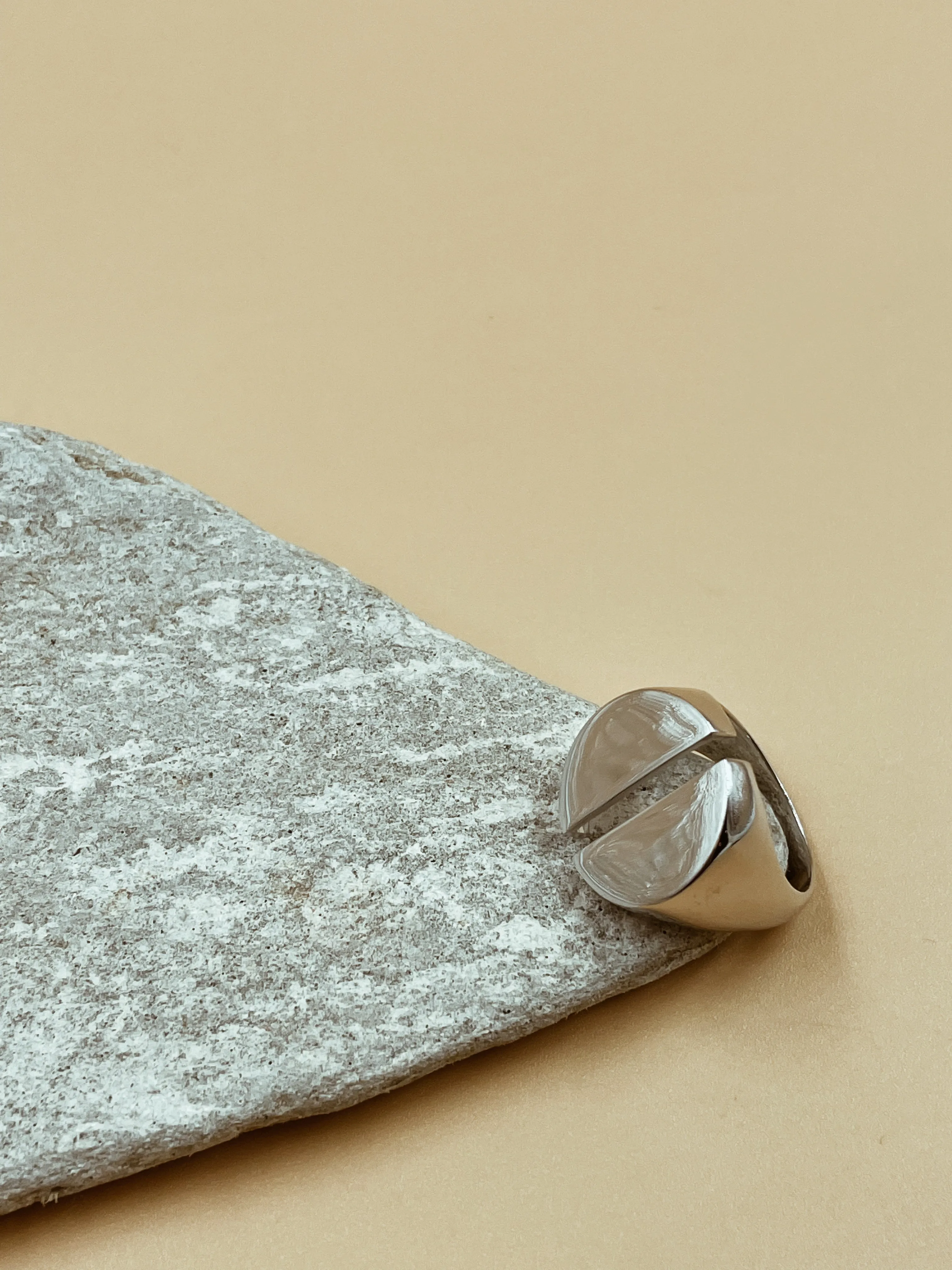 Dhairya Karwa in Divided Signet Ring in Silver Tone