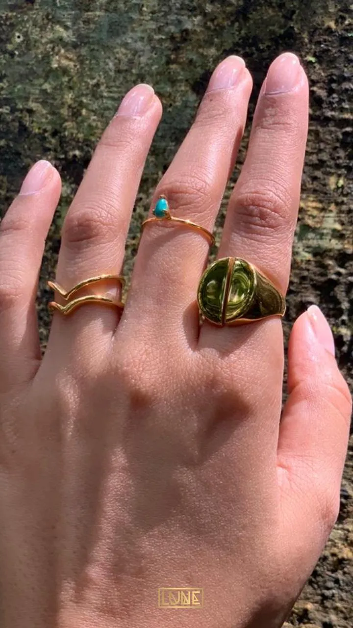 Dhairya Karwa in Divided Signet Ring in Silver Tone