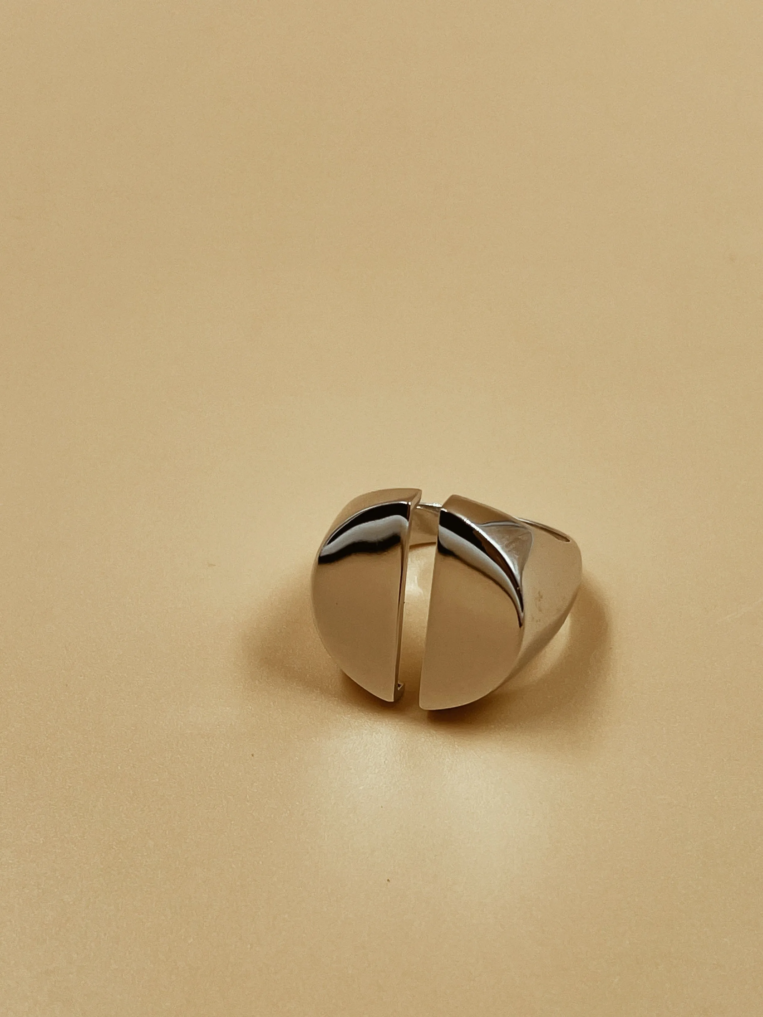 Dhairya Karwa in Divided Signet Ring in Silver Tone
