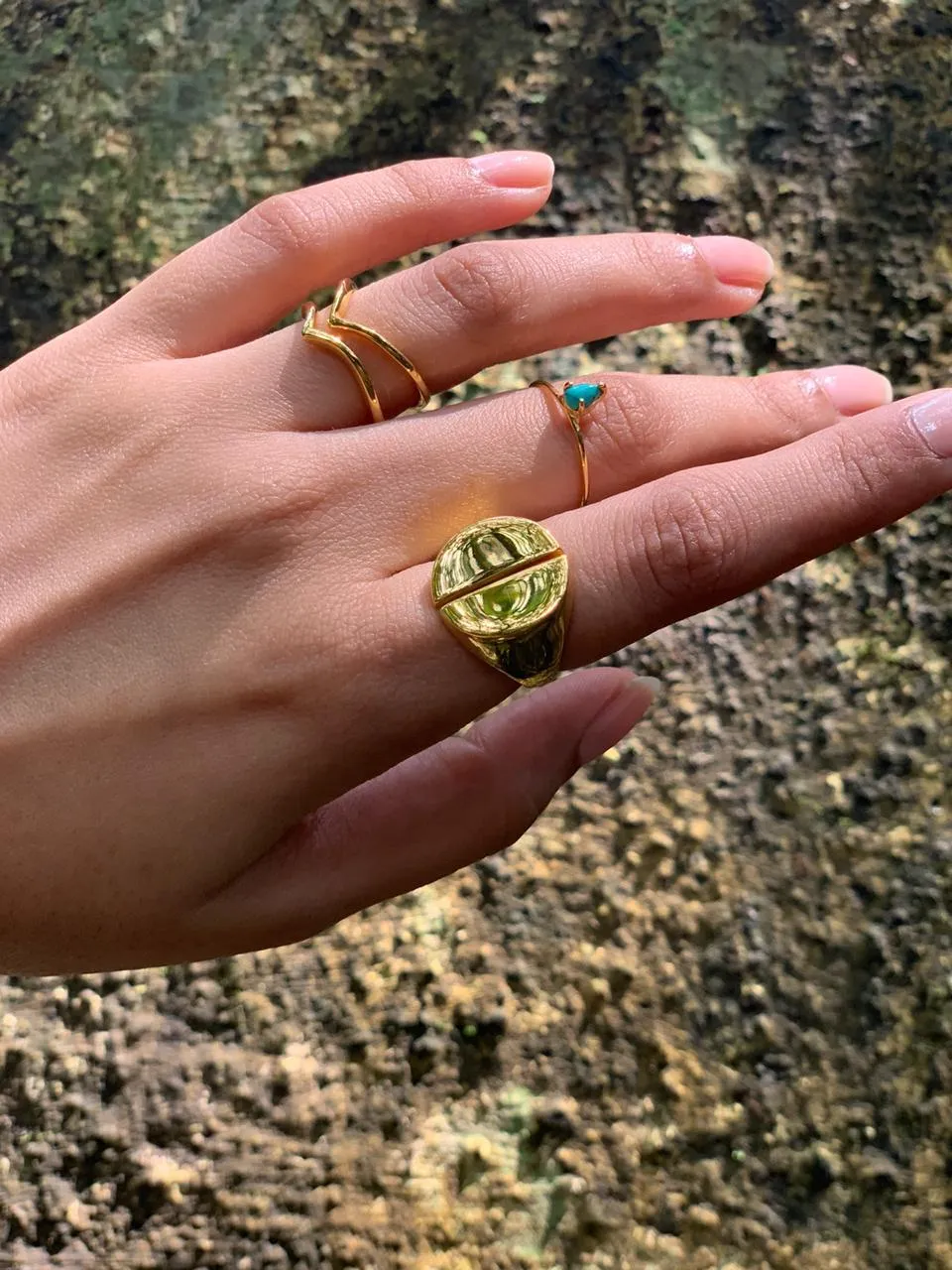 Dhairya Karwa in Divided Signet Ring in Silver Tone