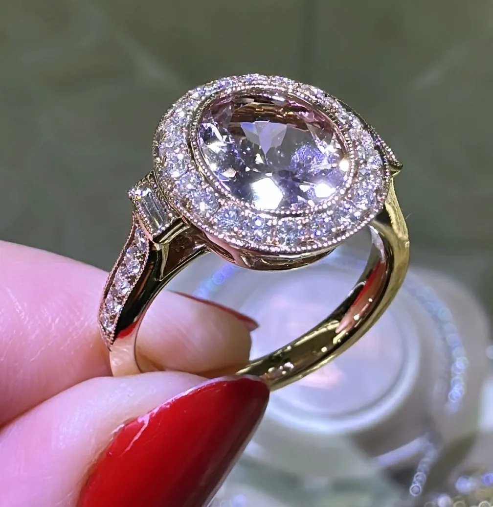 Diamond & 1.84carat Morganite Cocktail Ring