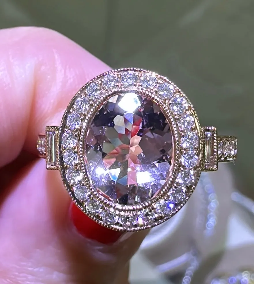 Diamond & 1.84carat Morganite Cocktail Ring