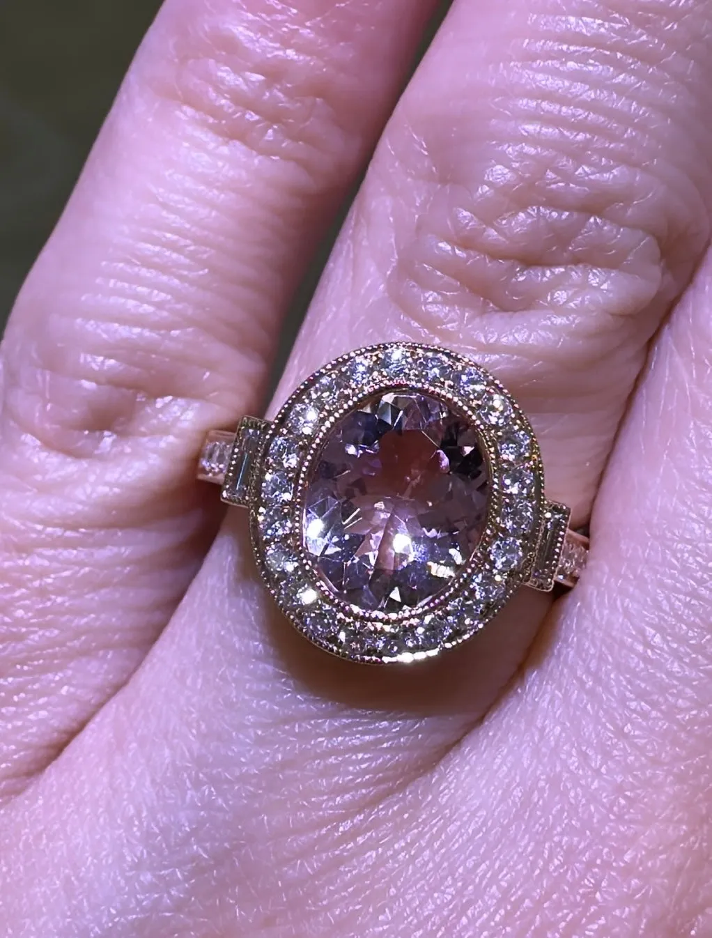 Diamond & 1.84carat Morganite Cocktail Ring