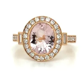 Diamond & 1.84carat Morganite Cocktail Ring