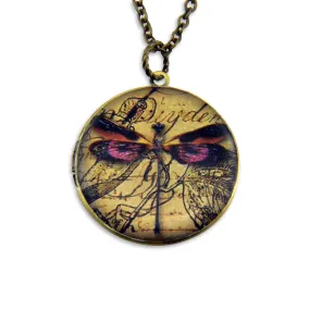 Dragon Fly Vintage Theme Photo Locket