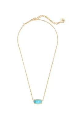 Elisa Short Pendant Necklace Gold Turquoise Magnesite