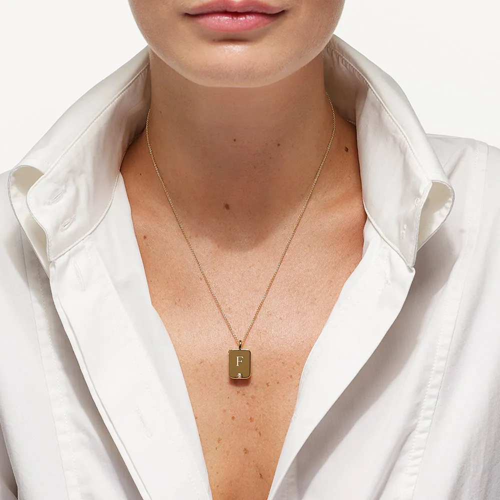 Engravable Rectangle Flip Locket Necklace in Gold