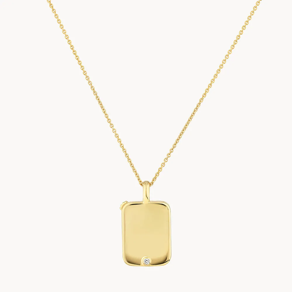 Engravable Rectangle Flip Locket Necklace in Gold