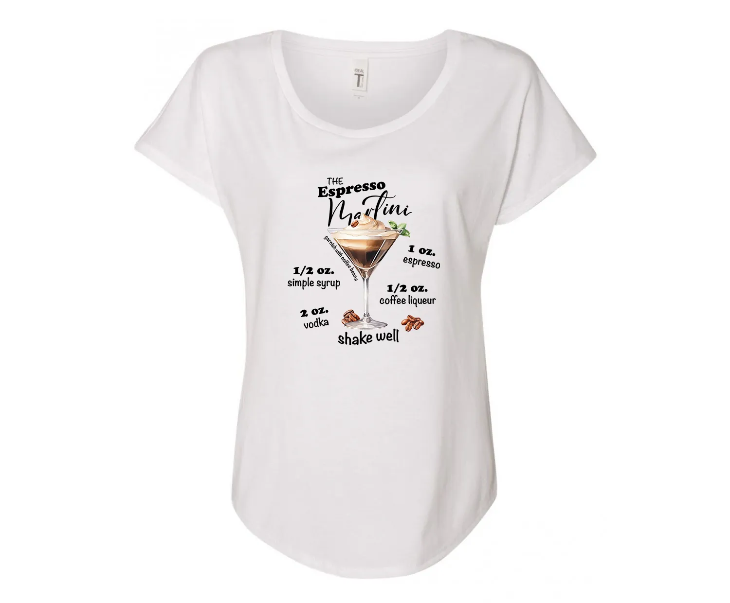 Espresso Martini Recipe Ladies Tee Shirt - White