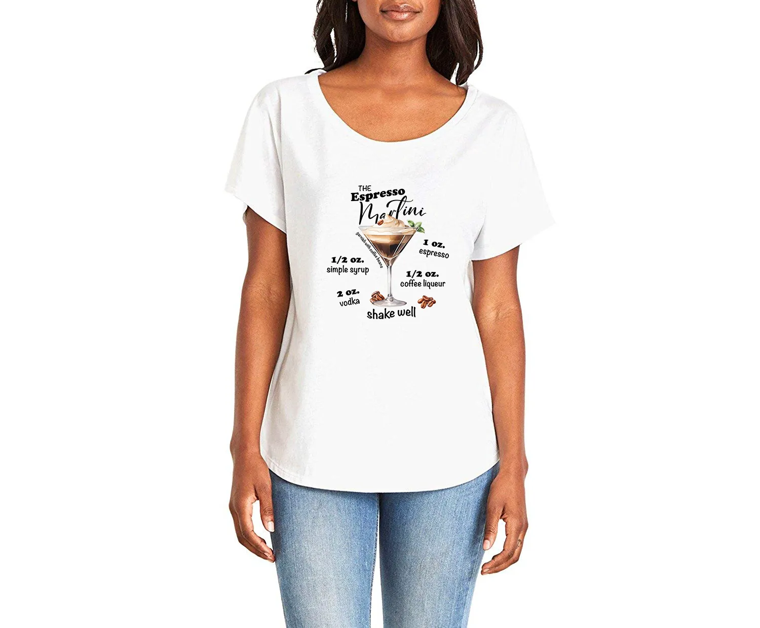 Espresso Martini Recipe Ladies Tee Shirt - White