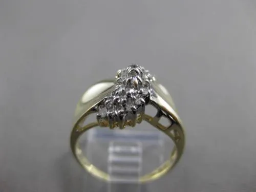 ESTATE .20CT DIAMOND 14KT WHITE & YELLOW GOLD SWIRL COCKTAIL FUN RING #23742
