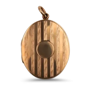 Estate Antique 9K Yellow Gold Oval Locket Pendant